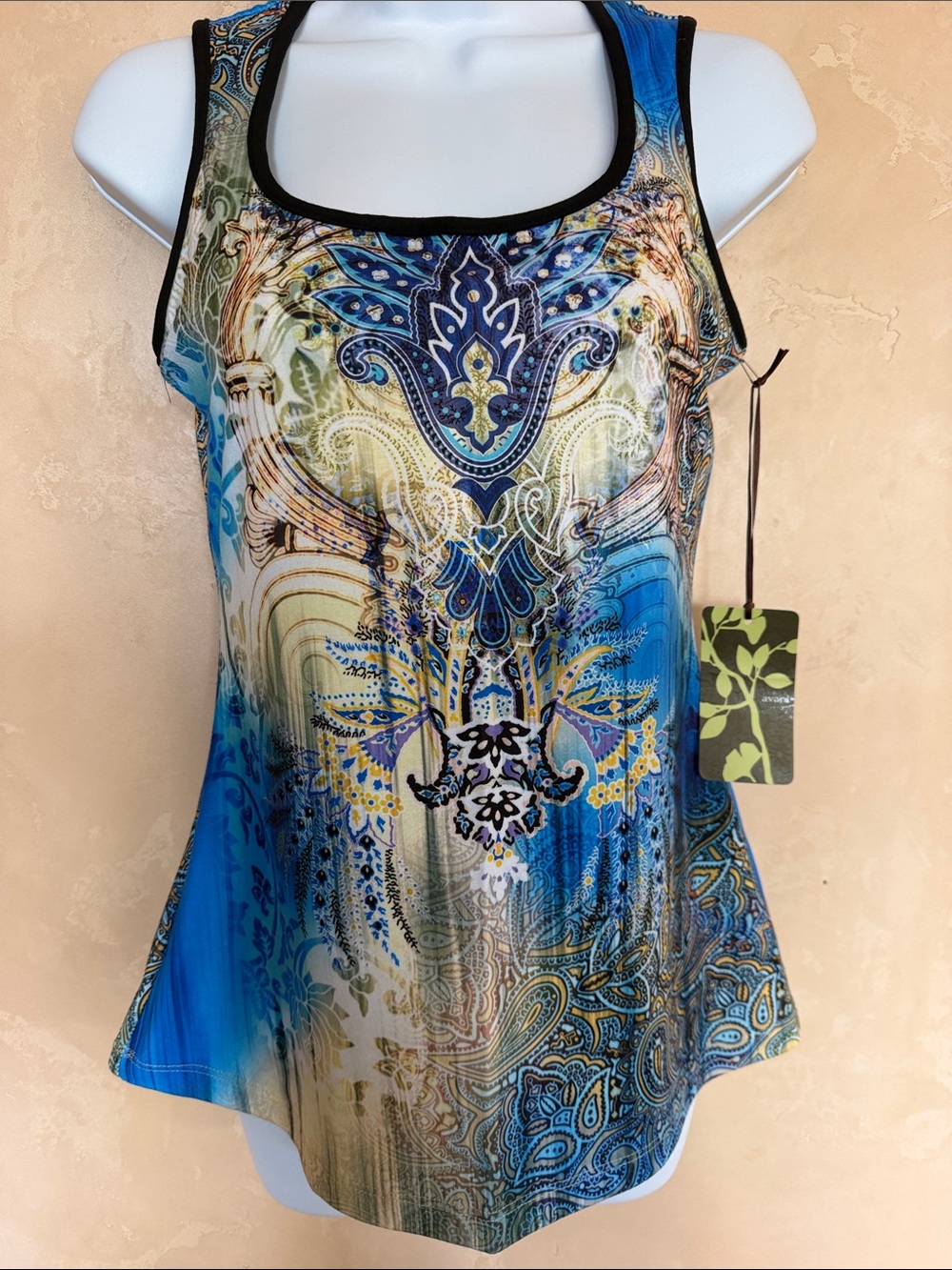 Avanti Blue Paisley-Print Scoop Neck Tank